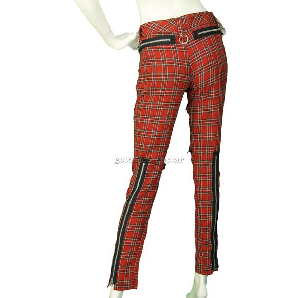 Y2K Vintage Lip Service Skinny Tartan Plaid Ska Emo Punk Rock Gothcore Pants 32 - Picture 3 of 11